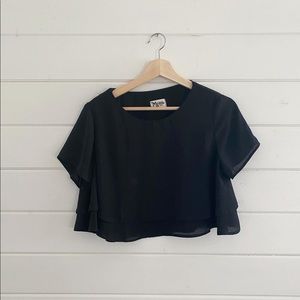 Show Me Your Mumu black flowy crop top